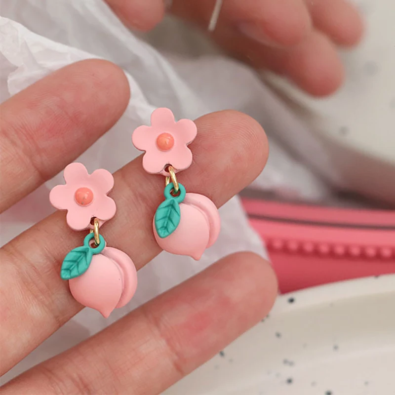 Summer Cute Pink Peach Stud Earring for Women Girl Lovely Flower Silver Needle Korean Fashion Jewelry Fruit Wholesale Pendiente
Summer Cute Pink Peach Stud Earring for Women Girl Lovely Flower Silver Needle Korean Fashion Jewelry Fruit Wholesale Pendiente