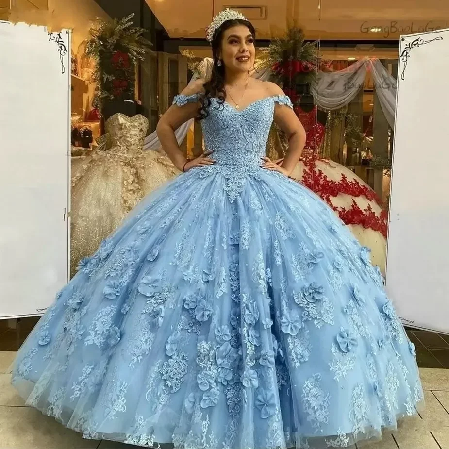 ANGELSBRIDEP Quinceanera Dresses Light Blue Lace Appliques Beads Hand Made 3D Flowers Sweet 16 Dress For 15 Years Prom Party
ANGELSBRIDEP Quinceanera Dresses Light Blue Lace Appliques Beads Hand Made 3D Flowers Sweet 16 Dress For 15 Years Prom Party
