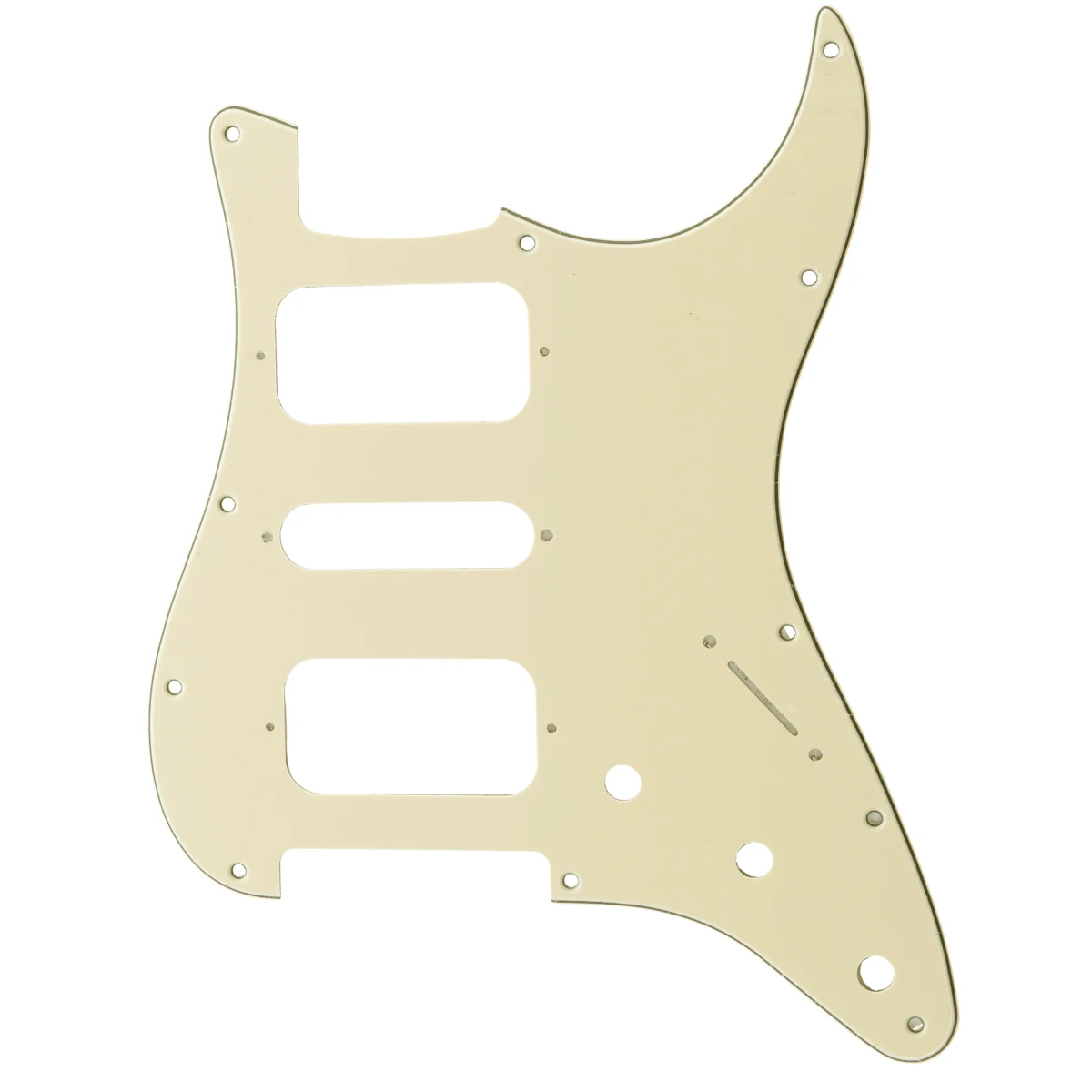 

Musiclily Pro 11 Holes Round Corner HSH Strat Pickguard for American/ Mexican Fender Standard Stratocaster, 3Ply Cream