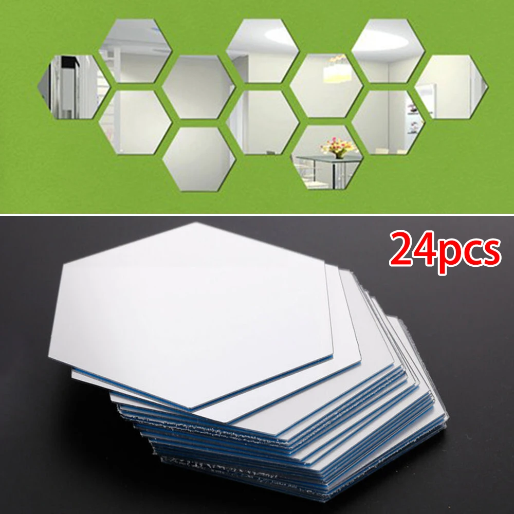 24pcs Hexagon Mirror Sticker Self-adhesive Mosaic Tiles PS Bathroom Decorate IY Removable Living-Room Decal Art Ornaments
24pcs Hexagon Mirror Sticker Self-adhesive Mosaic Tiles PS Bathroom Decorate IY Removable Living-Room Decal Art Ornaments