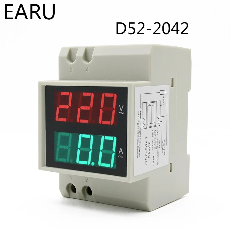 

DIN Rail Led Display Voltmeter Ammeter Built-in Transformer AC80-300V 200-450V 0-100A Panel Voltage Current Meter Monitor Tester