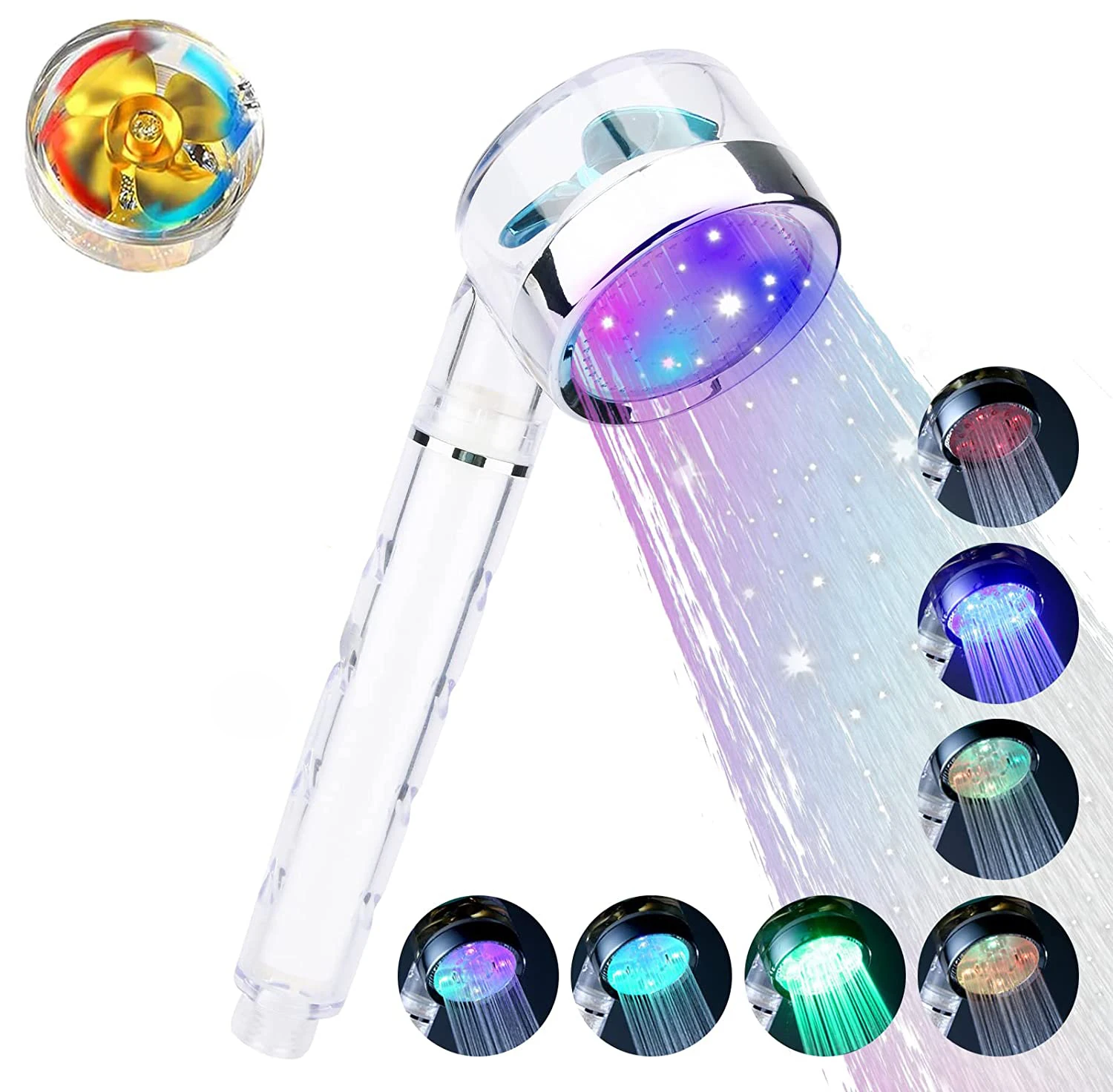 Zhangji 7-Color LED Light Turbo Propeller Water Saving Shower Head with Fan PP Cotten Filter Rainfall Handheld Showerhead Bath
Zhangji 7-Color LED Light Turbo Propeller Water Saving Shower Head with Fan PP Cotten Filter Rainfall Handheld Showerhead Bath