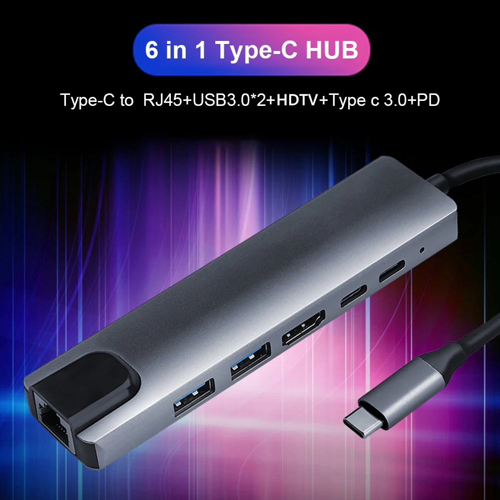 USB-адаптер для компьютера, 6 в 1, USB 3,0, HDMI 
USB-адаптер для компьютера, 6 в 1, USB 3,0, HDMI