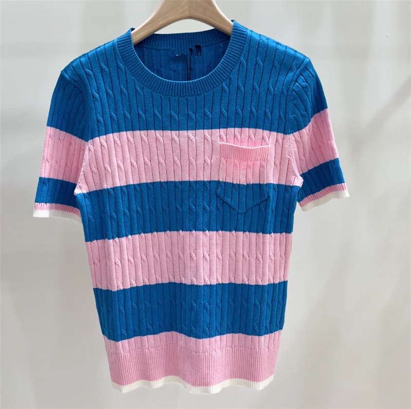 2023 Women Crop Top High Quality Blue Pink Top O-neck Oversized T Shirt Blouse Brand Designer Fashion Tops
2023 Women Crop Top High Quality Blue Pink Top O-neck Oversized T Shirt Blouse Brand Designer Fashion Tops