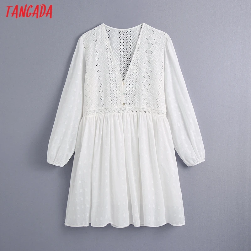 Tangada Women Embroidery Romantic Cotton Dress Long Sleeve V Neck Females Vintage White Mini Dresses Vestidos CE186
Tangada Women Embroidery Romantic Cotton Dress Long Sleeve V Neck Females Vintage White Mini Dresses Vestidos CE186