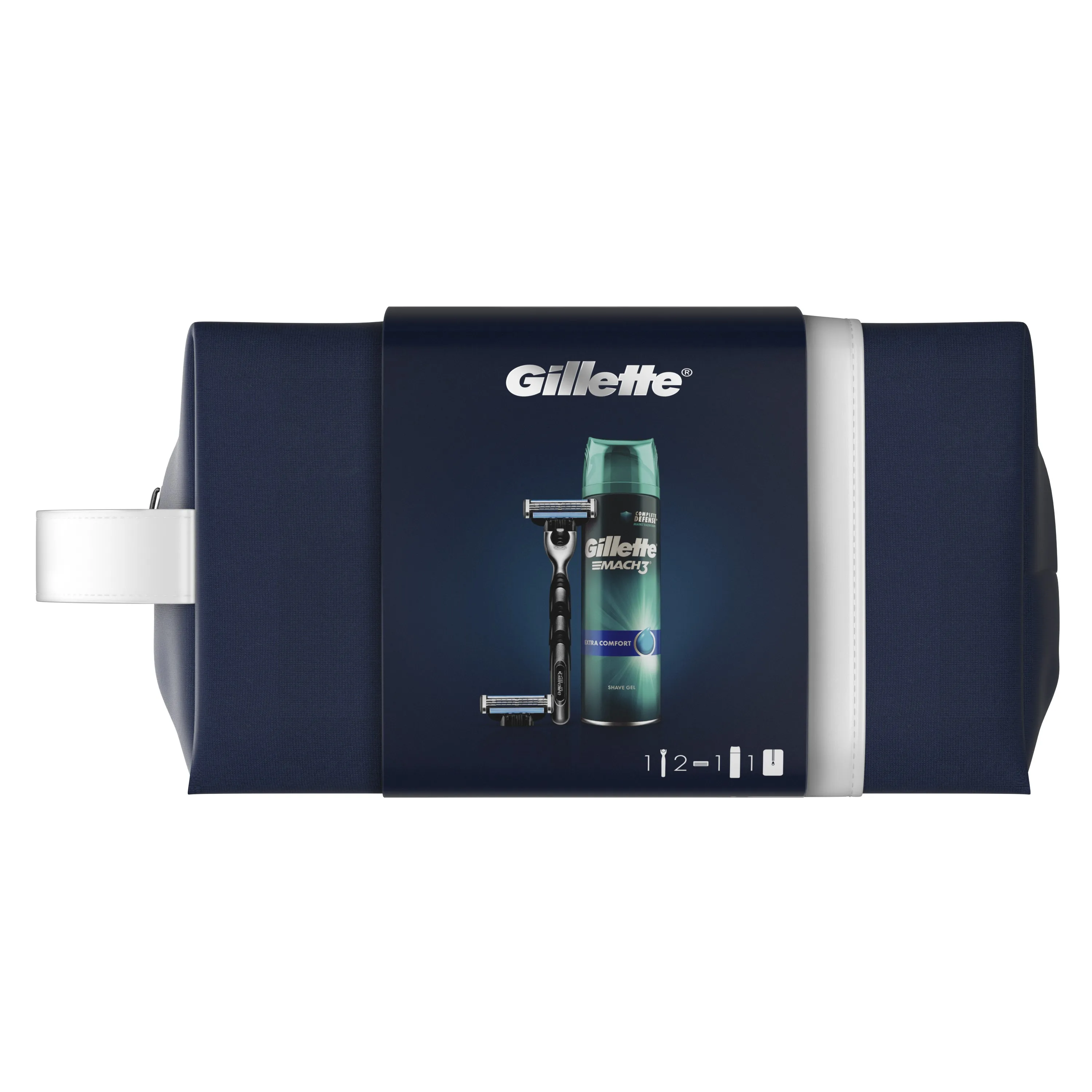 Gillette gift set Shaver Mach3 + replaceable cassette extra comfort shaving gel 200 ml travel cosmetic bag | Красота и здоровье