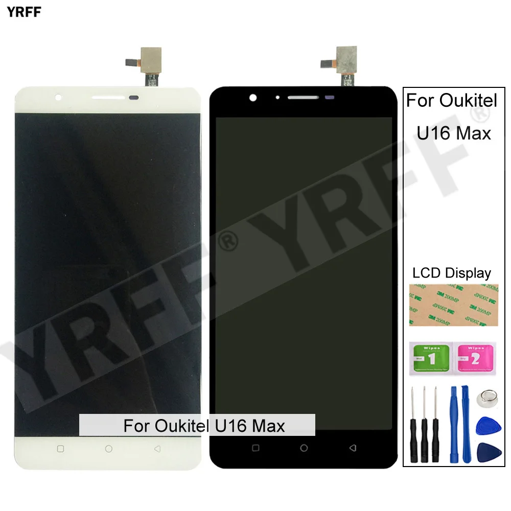 

Black Lcd Screens For Oukitel U16 Max LCD Display+Touch Screen Digitizer Phone Glass Panel Repair Parts Free Free Shipping