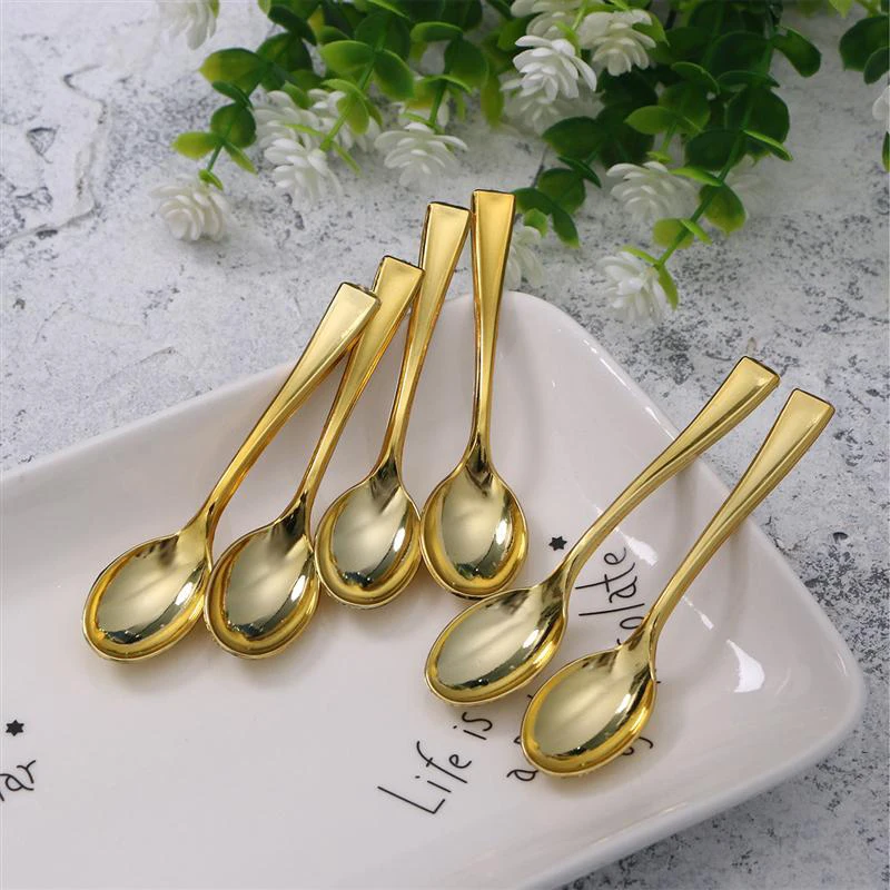 24PCS Plastic Disposable Spoons Golden Mini Spoon Set Plastic Imitate Metal Flatware For Barbecue Party Picnic Kitchenware 
24PCS Plastic Disposable Spoons Golden Mini Spoon Set Plastic Imitate Metal Flatware For Barbecue Party Picnic Kitchenware