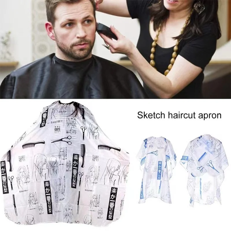 

145*90cm Color Sketch Hair Salon Haircut Cape Barber Hairdressing Hairdresser Apron Haircut Apron Styling Tools