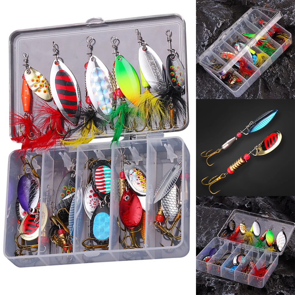 20pcs/pack Metal Spinner Baits Fishing Hook Sequins Bait Kit Spoons Lure 360 Degree Rotating Hard Lures 6#-8# Fishhook
20pcs/pack Metal Spinner Baits Fishing Hook Sequins Bait Kit Spoons Lure 360 Degree Rotating Hard Lures 6#-8# Fishhook
