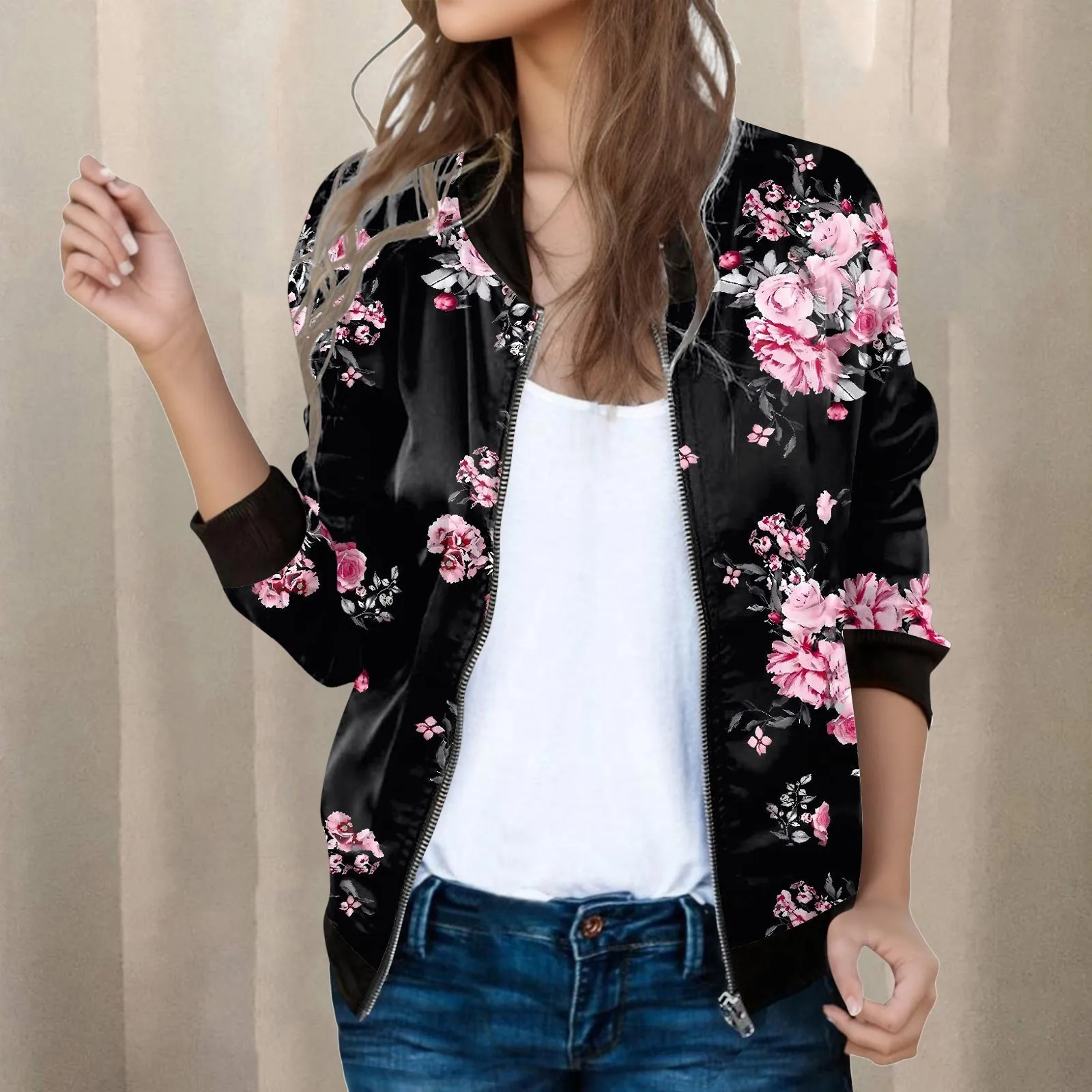 Womens Casual Daily Jackets Lightweight Zip Up Casual Jacket Floral Print Coat Stand Collar Short Sports Vest Lightweight Women 
Womens Casual Daily Jackets Lightweight Zip Up Casual Jacket Floral Print Coat Stand Collar Short Sports Vest Lightweight Women