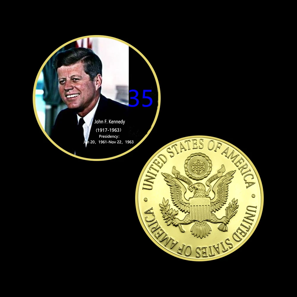 John Fitzgerald Kennedy 35th American President Gold Plated Coin Famous Person Commemorative Metal Coin Crafts for Collection
John Fitzgerald Kennedy 35th American President Gold Plated Coin Famous Person Commemorative Metal Coin Crafts for Collection