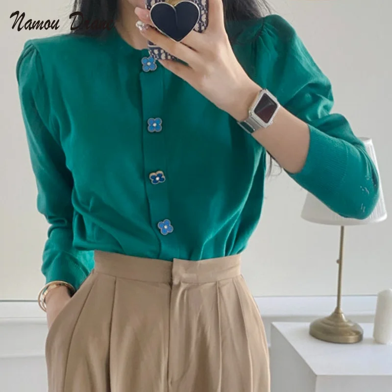 2022 Lucky Four-leaf Clover Single-breasted Cardigan Women Chic Buttons Loose Puff Sleeve Knitted Tops Mujer Sweater Jackets
2022 Lucky Four-leaf Clover Single-breasted Cardigan Women Chic Buttons Loose Puff Sleeve Knitted Tops Mujer Sweater Jackets