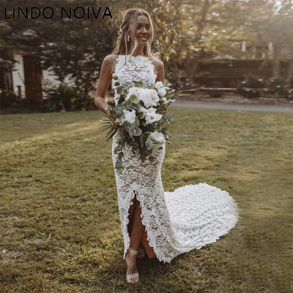 Boho Wedding Dresses Mermaid 2023 Backless Halter Neck Slit Lace Beach Bride Gowns Rustic Bridal Dresses Vestidos De Novia
Boho Wedding Dresses Mermaid 2023 Backless Halter Neck Slit Lace Beach Bride Gowns Rustic Bridal Dresses Vestidos De Novia