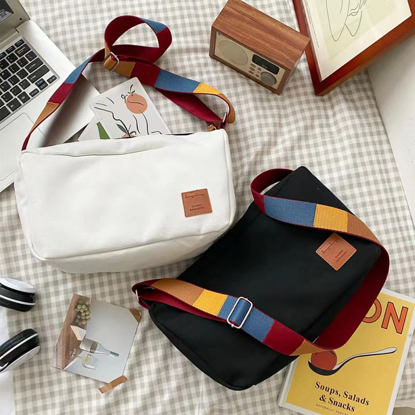 Women Fashion Canvas Crossbody Bag Large Capacity Messenger Bag with Colorful Adjustable Straps Shoulder Bag Vintage Bag
Women Fashion Canvas Crossbody Bag Large Capacity Messenger Bag with Colorful Adjustable Straps Shoulder Bag Vintage Bag