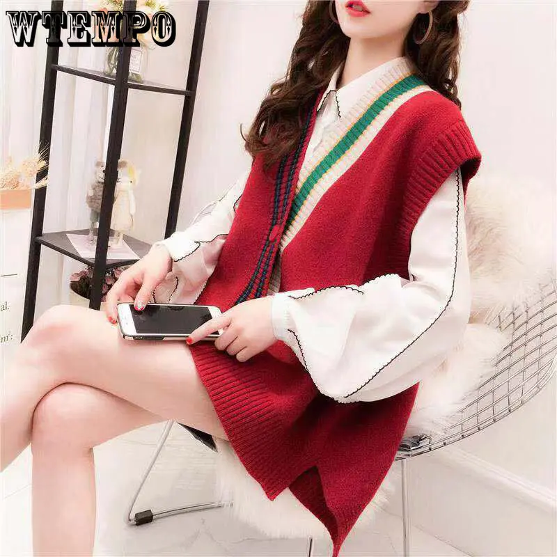 Red Cardigan Knitted Vest Women Sweet Loose Thin Sweater England Preppy Style Simple Casual Spring and Autumn Wholesale
Red Cardigan Knitted Vest Women Sweet Loose Thin Sweater England Preppy Style Simple Casual Spring and Autumn Wholesale