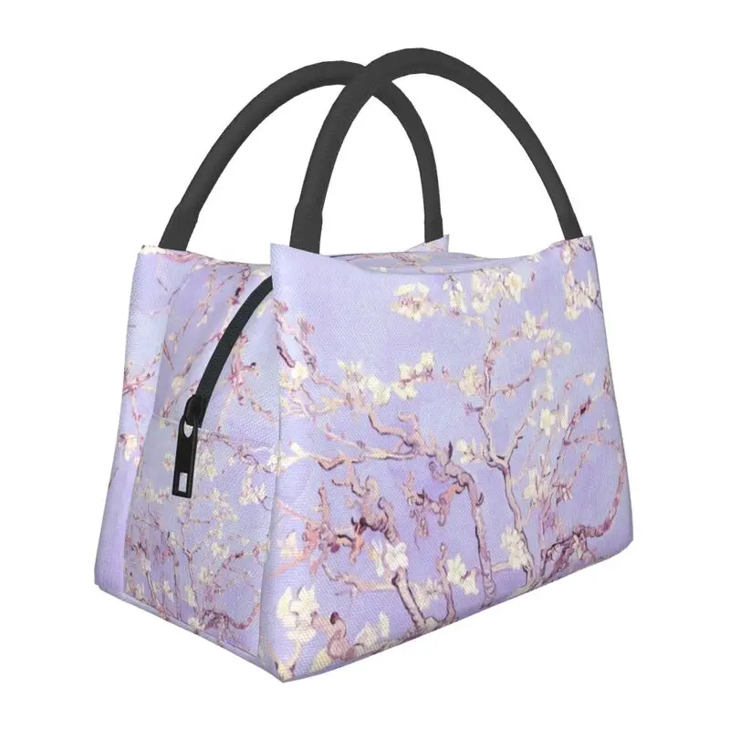 

Vincent Van Gogh Almond Blossoms Lavender Insulated Lunch Bags for Work Office Artwork Portable Cooler Thermal Bento Box Women