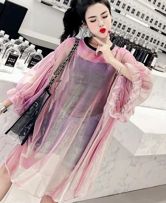 Женские прозрачные пуловеры с рукавами-фонариками, летние свободные топы с эффектом потертости
Женские прозрачные пуловеры с рукавами-фонариками, летние свободные топы с эффектом потертости