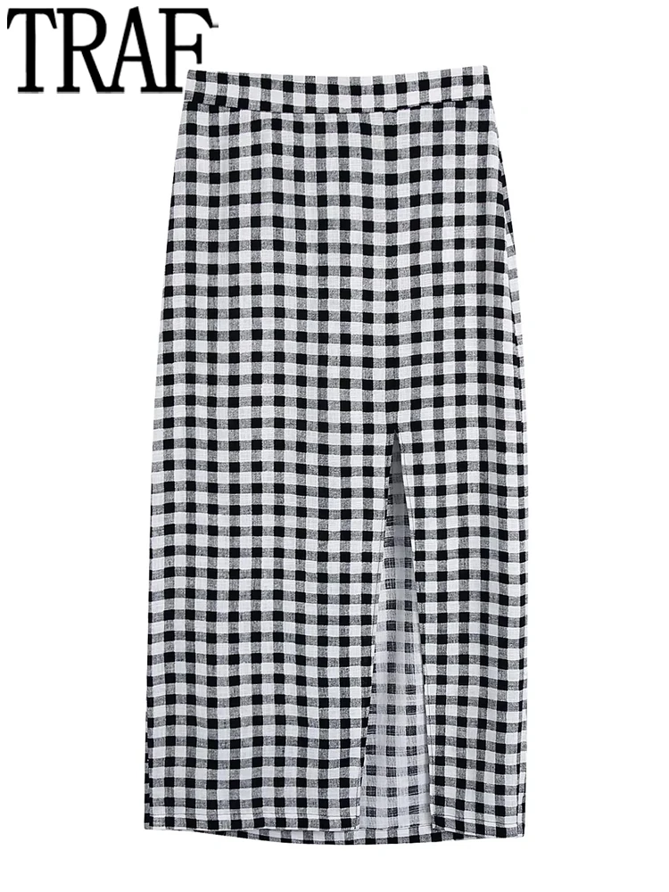 TRAF Black White Plaid Skirt Women High Waist Long Skirts Woman Fashion 2022 Elegant Midi Skirt With Side Slit Check Split Skirt
TRAF Black White Plaid Skirt Women High Waist Long Skirts Woman Fashion 2022 Elegant Midi Skirt With Side Slit Check Split Skirt