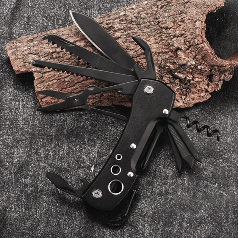 Stainless Steel 15 In 1 EDC Folding Army Knife Multi-function Swiss Knife Outdoor Survival Multi Tool with Carabiner Hook
Stainless Steel 15 In 1 EDC Folding Army Knife Multi-function Swiss Knife Outdoor Survival Multi Tool with Carabiner Hook