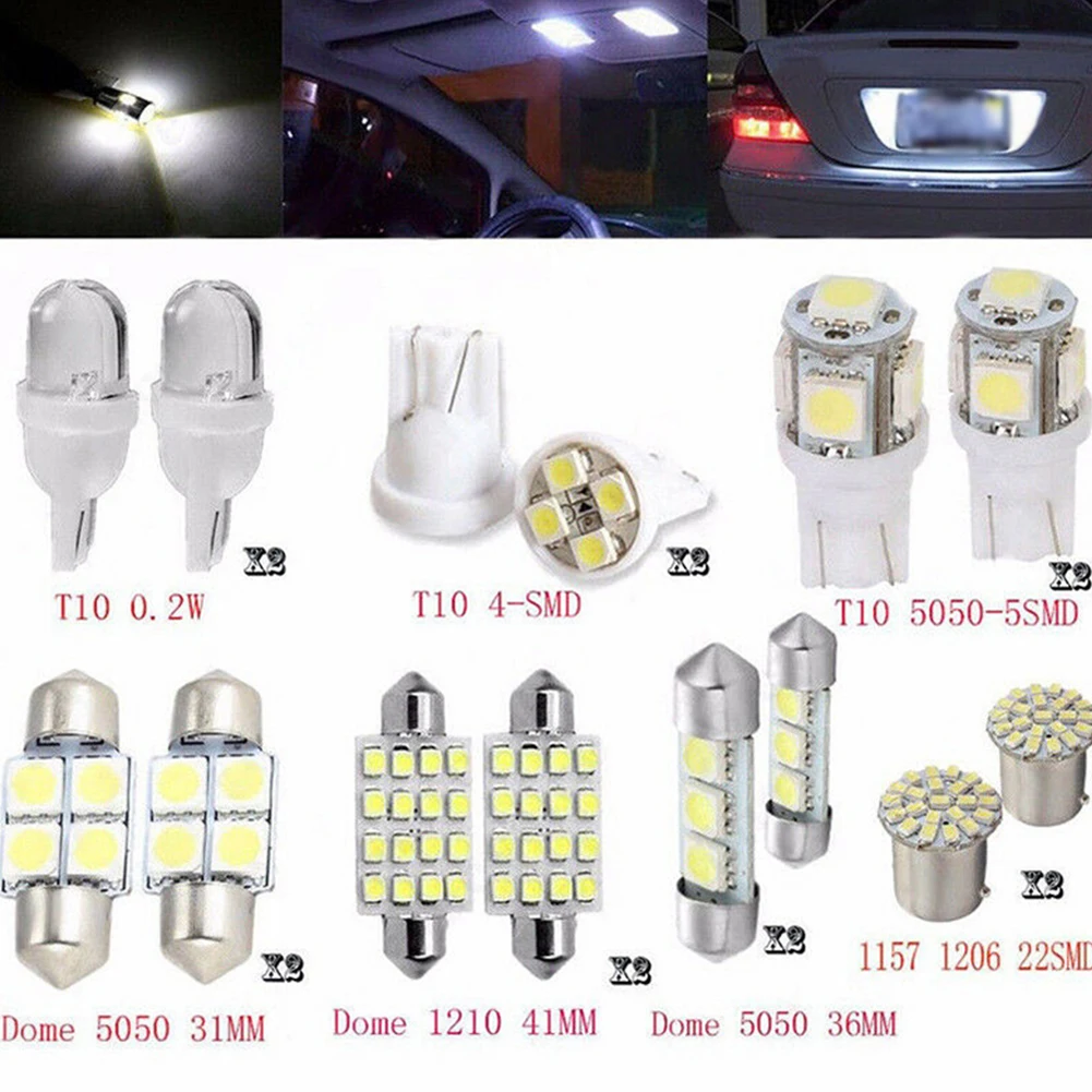 14Pcs LED Interior Package Kit For T10 36mm Map Dome License Plate Lights White Car Trunk Replacement Parts 12v Led Lights
14Pcs LED Interior Package Kit For T10 36mm Map Dome License Plate Lights White Car Trunk Replacement Parts 12v Led Lights