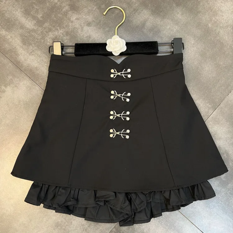 PREPOMP 2022 Spring New Arrival High Waist Buckles Decoration Ruffles Short Mini Slim Skirt Women GD867
PREPOMP 2022 Spring New Arrival High Waist Buckles Decoration Ruffles Short Mini Slim Skirt Women GD867