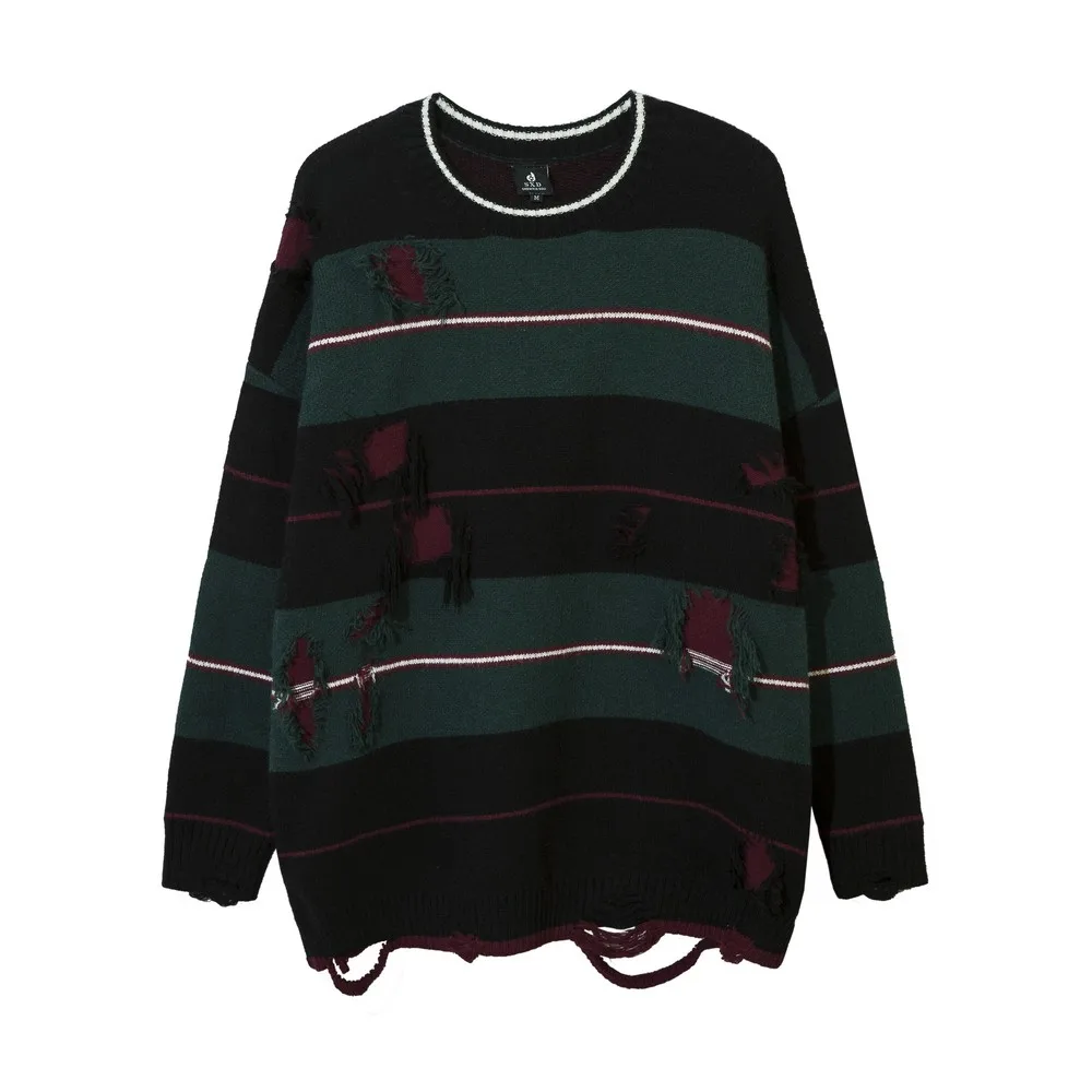 Long Sleeve Distressed Stripped Knit Sweater for Men Ripped Holes Oversized Men's Y2k Grunge Winter Clothes Tops Streetwear
Long Sleeve Distressed Stripped Knit Sweater for Men Ripped Holes Oversized Men's Y2k Grunge Winter Clothes Tops Streetwear