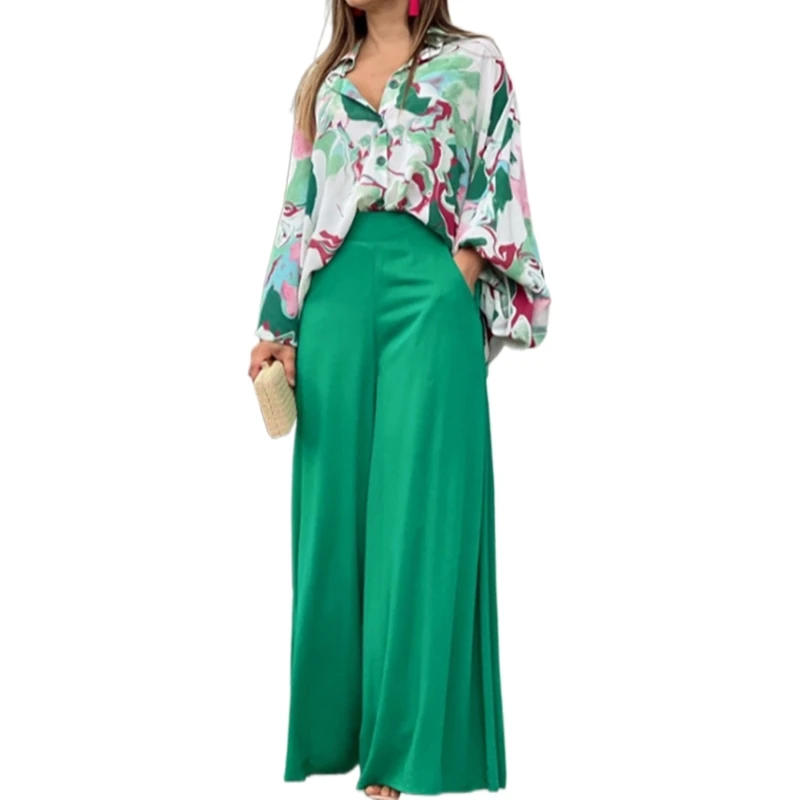 Set Of Two Summer Outfits Womens Floral Button Down Shirt Wide Leg Pants Set 57BD
Set Of Two Summer Outfits Womens Floral Button Down Shirt Wide Leg Pants Set 57BD