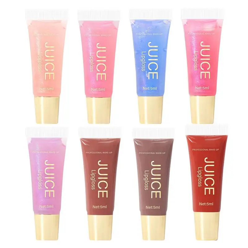 

Lip Oil Set 8 Pack Non Sticky Nourishing Lip Gloss Pack Hydrating Glass Lip Glow Oil For Lip Volume Loss Of Firmness And Fine