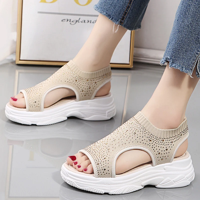 Rimocy Crystal Breathable Mesh Sandals Women 2022 Summer Open Toe Platform Sandalias Woman Slip on Hollow Out Wedges Shoes
Rimocy Crystal Breathable Mesh Sandals Women 2022 Summer Open Toe Platform Sandalias Woman Slip on Hollow Out Wedges Shoes