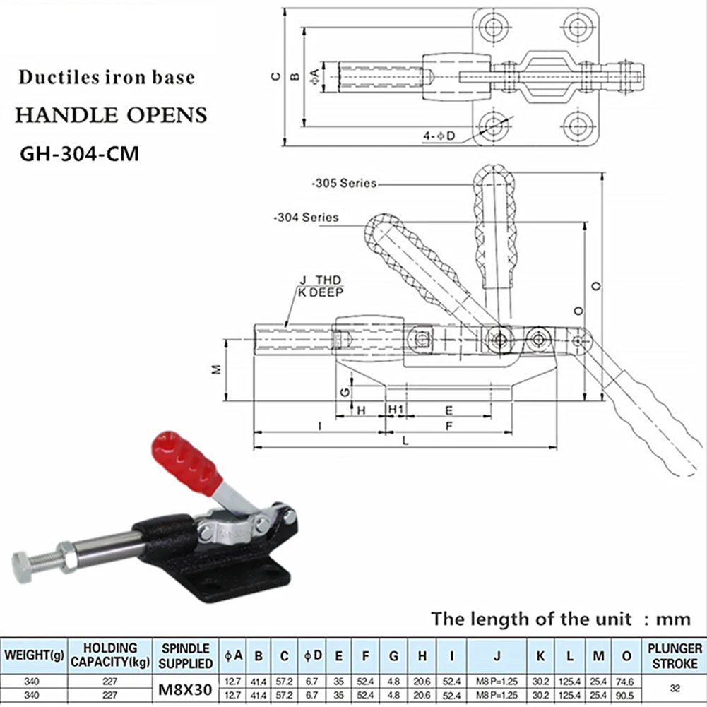 227kg-680kg Push Pull Type Toggle Clamp Quick Release Handle Vertical Type Toggle Clamp Hand Tools Fixed Clamping 304C 305E
227kg-680kg Push Pull Type Toggle Clamp Quick Release Handle Vertical Type Toggle Clamp Hand Tools Fixed Clamping 304C 305E