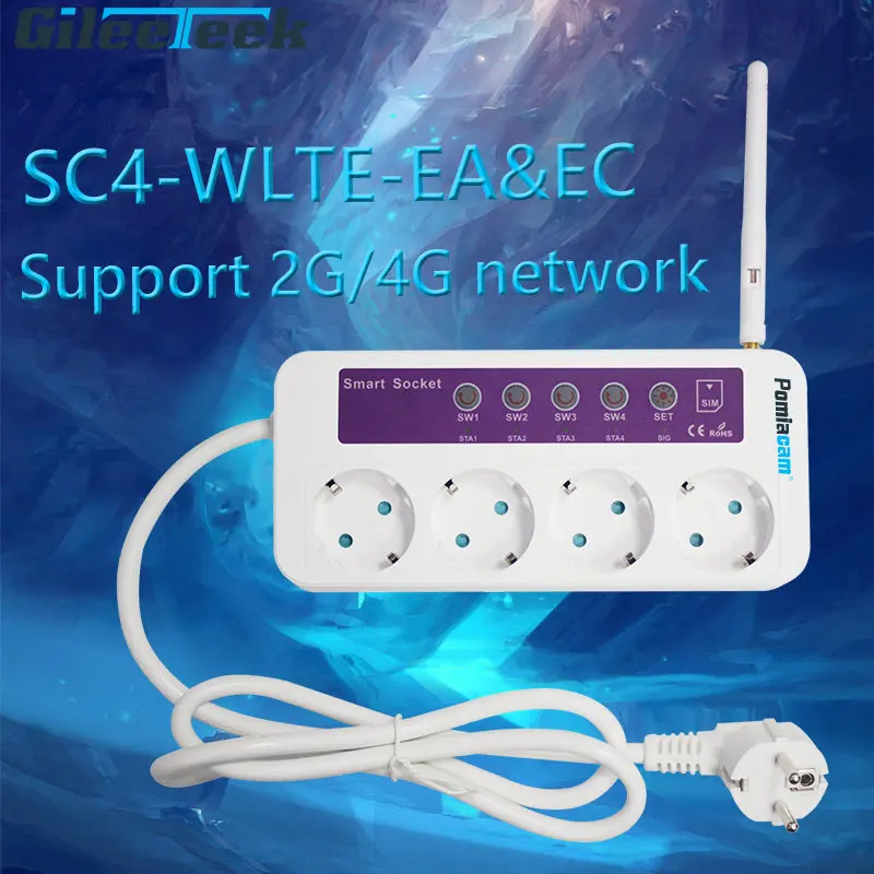 SC4-GSM 4G Smart Remote Control OFF/ON Power Switch Plug Socket Jack 4 CH Port Smart socket 16A SMS Optional temperature sensor
SC4-GSM 4G Smart Remote Control OFF/ON Power Switch Plug Socket Jack 4 CH Port Smart socket 16A SMS Optional temperature sensor