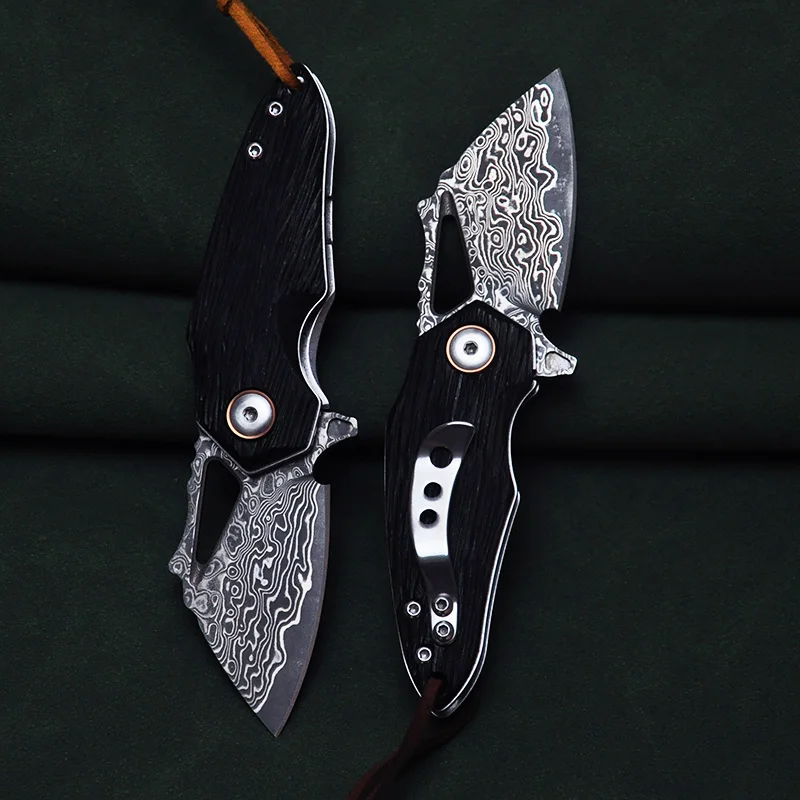 New Damascus Steel Blade Ebony Handle Outdoor Survival Folding Knife Camping Tactical Hunting Self-Defense Tools Portable EDC
New Damascus Steel Blade Ebony Handle Outdoor Survival Folding Knife Camping Tactical Hunting Self-Defense Tools Portable EDC
