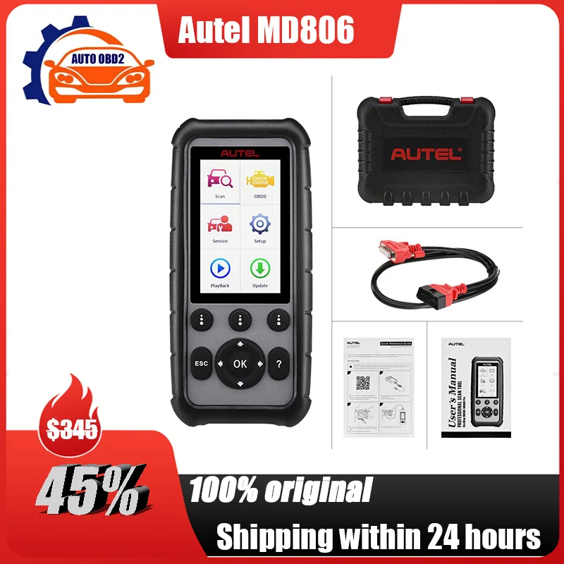 Autel MaxiDiag MD806 OBD2 Auto Car Scanner Full System Diagnostic Tool MD806 PRO Oil Reset, EPB, SAS,DPF,BMS,Throttle,AF Adjust
Autel MaxiDiag MD806 OBD2 Auto Car Scanner Full System Diagnostic Tool MD806 PRO Oil Reset, EPB, SAS,DPF,BMS,Throttle,AF Adjust