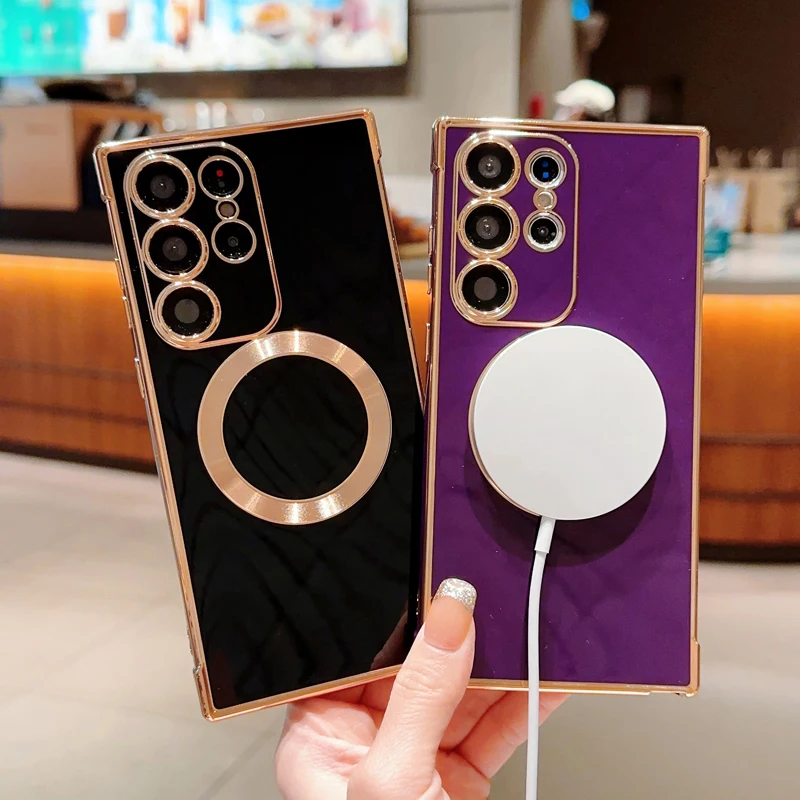 Luxury Plating Silicone For Magsafe Wireless Case For Samsung Galaxy S23 S22 S21 Ultra Plus FE S23Ultra Mag Safe Soft Full Cover
Luxury Plating Silicone For Magsafe Wireless Case For Samsung Galaxy S23 S22 S21 Ultra Plus FE S23Ultra Mag Safe Soft Full Cover