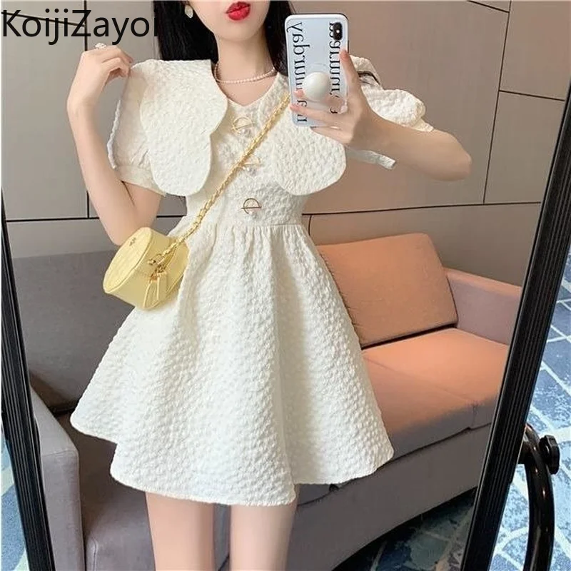 Koijizayoi Sweet Women Mini Dress French Style Peter Pan Collar Puff Sleeve Lady A Line Dresses Loose Vestidos 2022 New Robe
Koijizayoi Sweet Women Mini Dress French Style Peter Pan Collar Puff Sleeve Lady A Line Dresses Loose Vestidos 2022 New Robe