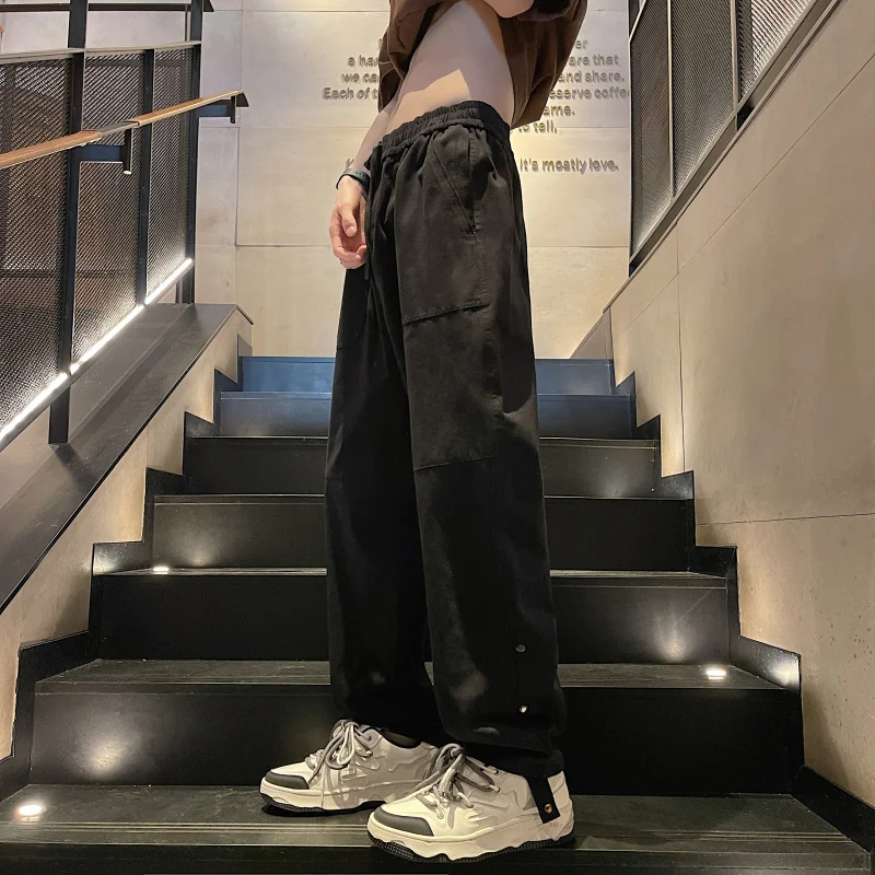 

Patchwork Baggy Cargo Pants Men Fashion Trends Straight Streetwear Teenage Oversized Wide Leg Trousers Casual Drawstring Clothes