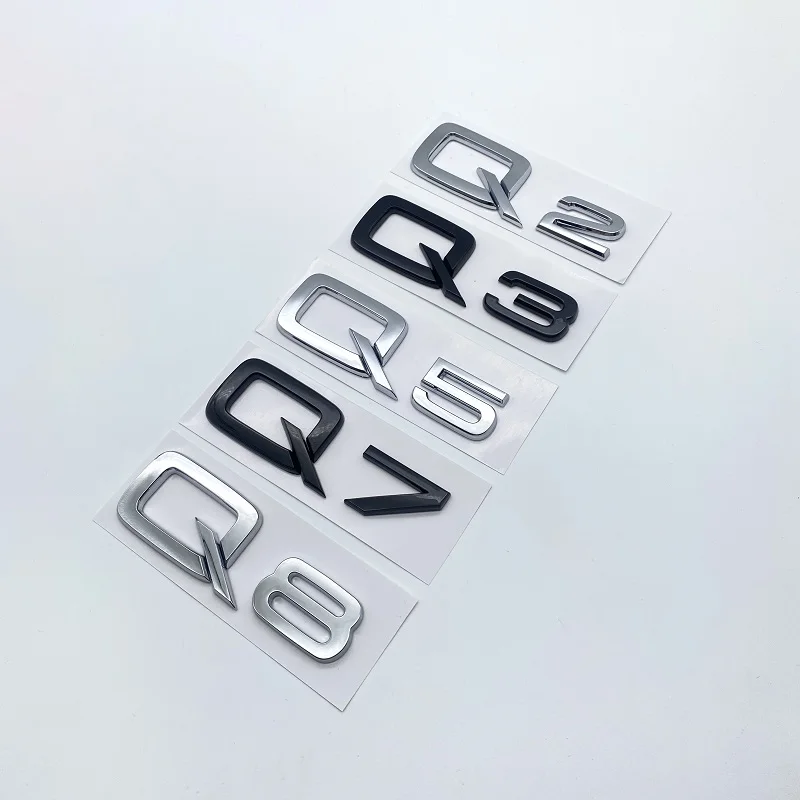 3D ABS Black Silver Letters Q2 Q3 Q5 Q7 Q8 Emblem for Audi Q series Car Fender Trunk Rear Logo Sticker
3D ABS Black Silver Letters Q2 Q3 Q5 Q7 Q8 Emblem for Audi Q series Car Fender Trunk Rear Logo Sticker