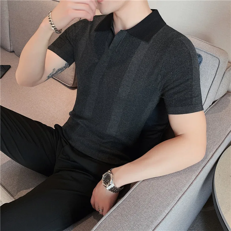 Black/Gray Summer Breathable Hollow Striped Polo Shirts Men Clothing 2022 Turn Down Collar Slim Fit Short Sleeve Tee Shirt Homme
Black/Gray Summer Breathable Hollow Striped Polo Shirts Men Clothing 2022 Turn Down Collar Slim Fit Short Sleeve Tee Shirt Homme