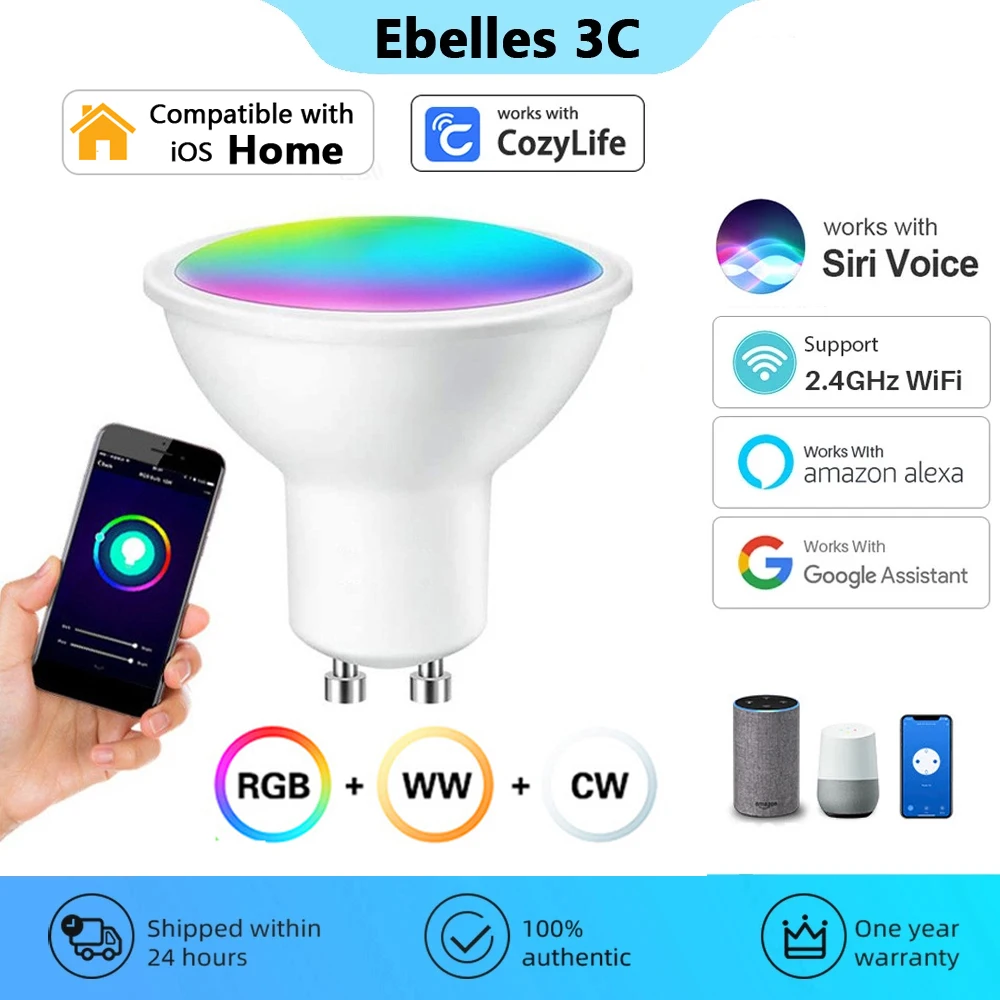 HomeKit WiFi Smart Spotlight GU10 RGBCW APP Dimming and Color Matching Smart Home Voice Support for Siri Alexa Google CozyLife
HomeKit WiFi Smart Spotlight GU10 RGBCW APP Dimming and Color Matching Smart Home Voice Support for Siri Alexa Google CozyLife