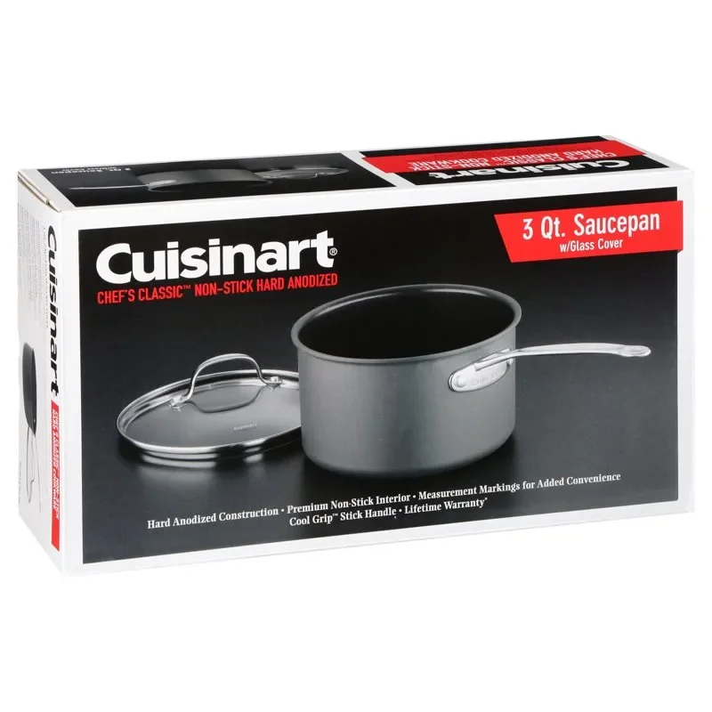 Beautiful Classic Non-Stick Hard Anodized 3 Quart Saucepan with Cover for Delicious Mouth-Watering Meals.
Beautiful Classic Non-Stick Hard Anodized 3 Quart Saucepan with Cover for Delicious Mouth-Watering Meals.