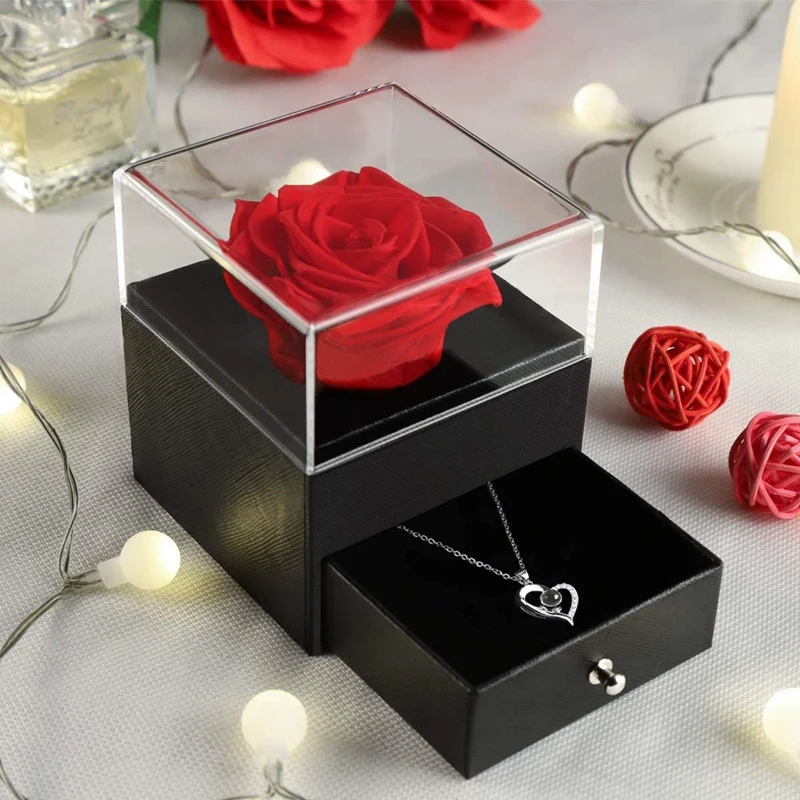 Valentine's Day Red Flower Eternal Rose Jewelry Box Earrings Necklace Storage Wedding Birthday Gift For Girls
Valentine's Day Red Flower Eternal Rose Jewelry Box Earrings Necklace Storage Wedding Birthday Gift For Girls