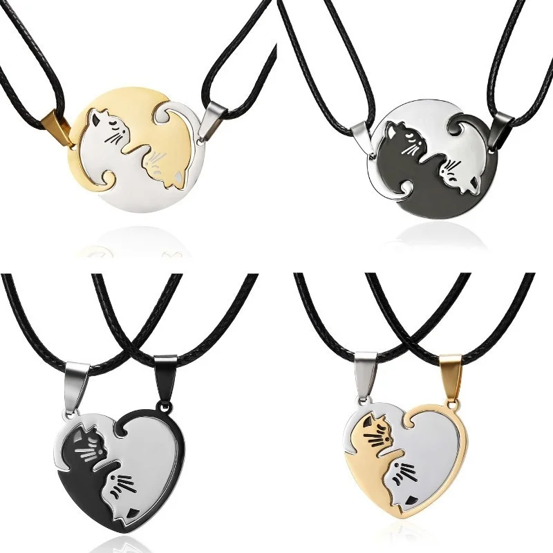 1 Pair Splice Cat Couple Necklace Stainless Steel Love Heart Round Pendant Necklace Valentine's Day Gift
1 Pair Splice Cat Couple Necklace Stainless Steel Love Heart Round Pendant Necklace Valentine's Day Gift