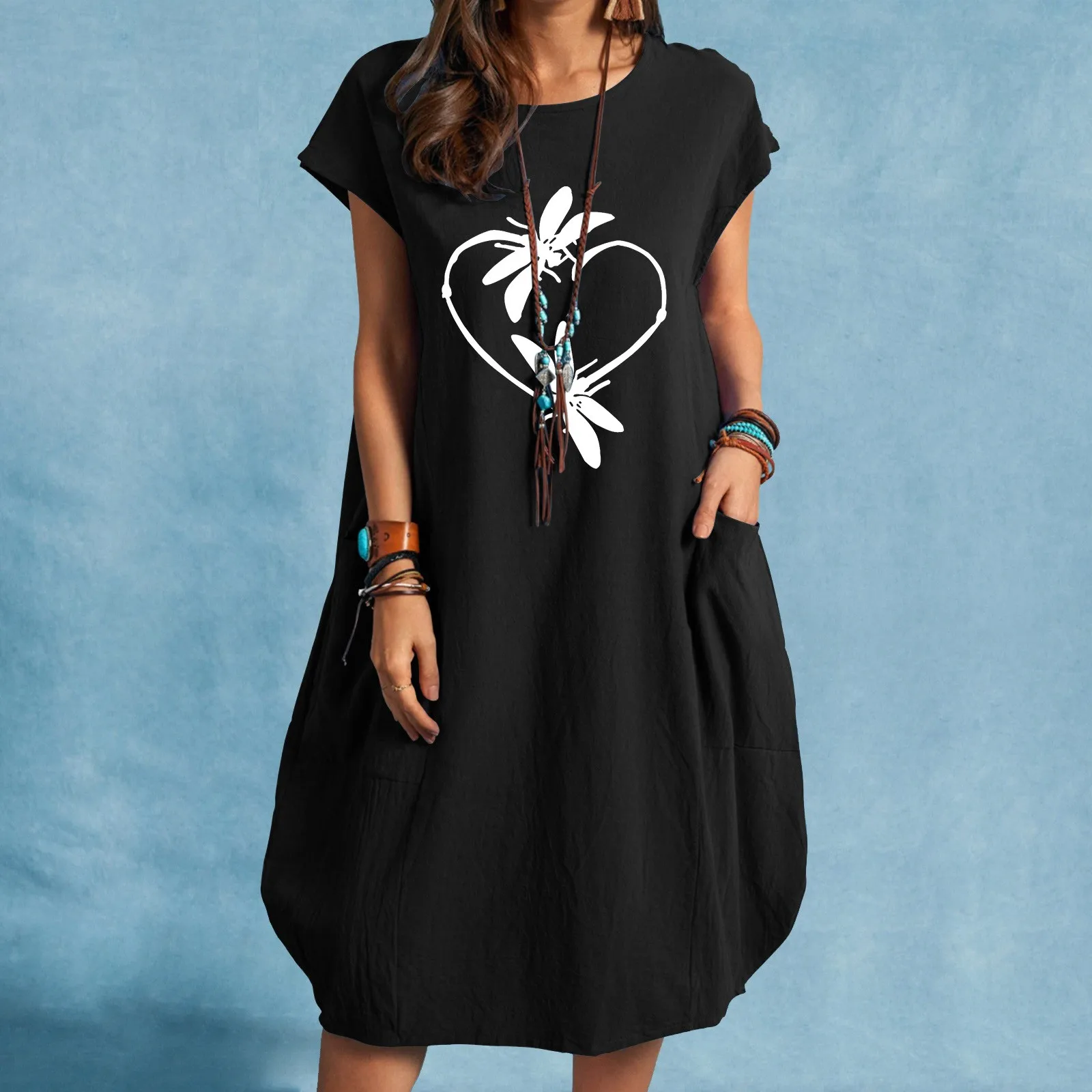 Stripe Short Sleeve Dress Women Heart Printed Loose Short Sleeve Dress Women Short Cocktail Dresses for Women Evening Party
Stripe Short Sleeve Dress Women Heart Printed Loose Short Sleeve Dress Women Short Cocktail Dresses for Women Evening Party