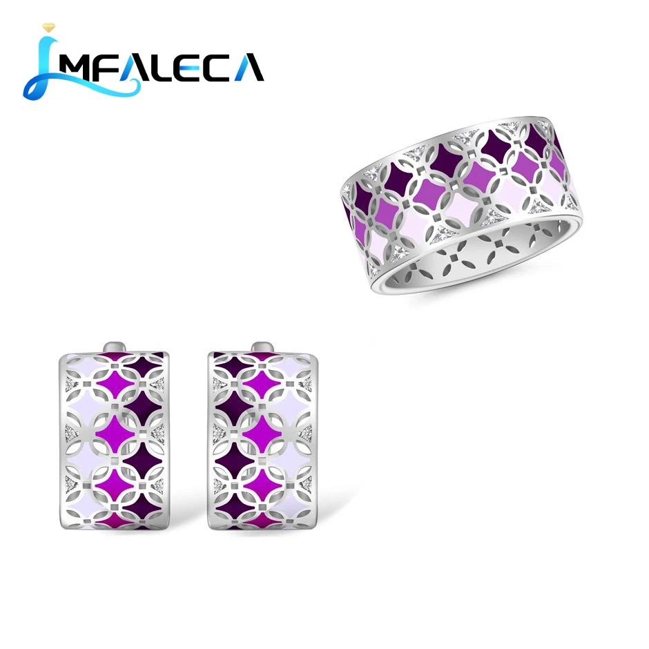 Silver Ring Earrings Set for Women 925 Sterling Silver Purple Enamel Clip Earrings Ring Fine Wedding Jewelry Gift
Silver Ring Earrings Set for Women 925 Sterling Silver Purple Enamel Clip Earrings Ring Fine Wedding Jewelry Gift