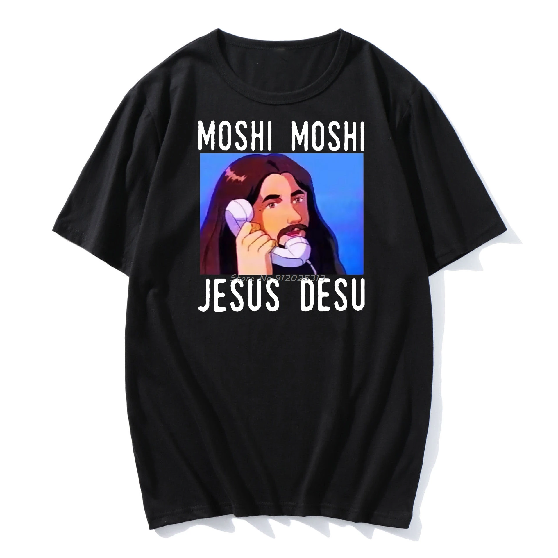 Moshi Moshi Jesus Desu Funny Oversized T-shirt Men T Shirt Black Cotton Men Shirt Fashion T-shirt Men Cotton Harajuku Tshirt
Moshi Moshi Jesus Desu Funny Oversized T-shirt Men T Shirt Black Cotton Men Shirt Fashion T-shirt Men Cotton Harajuku Tshirt