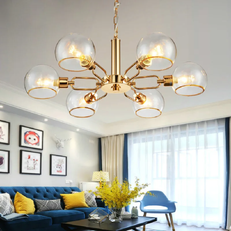 

Chandeliers Light Nordic pendant lamp home living room new postmodern creative simple plating restaurant lamp bedroom glass