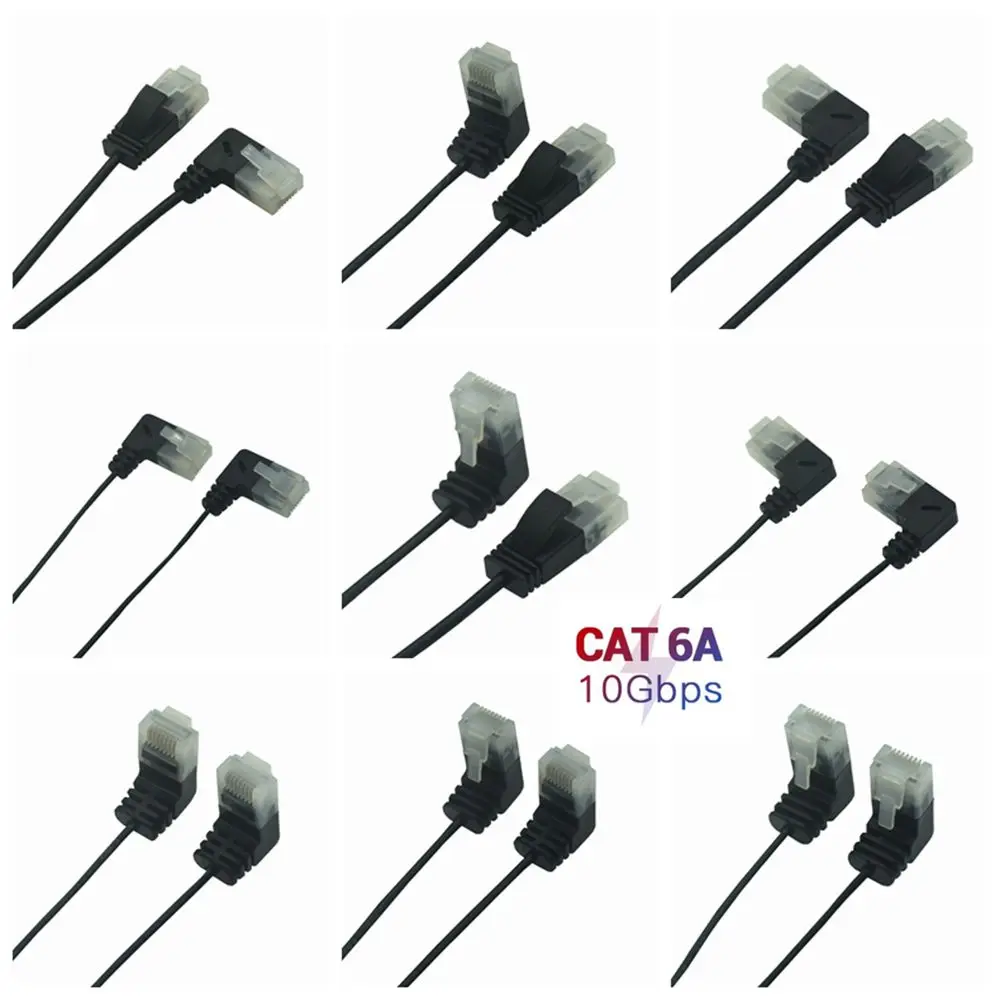 

Сверхтонкий Cat6a левый Cat6 ультраугольный шнур Lan градусный 90 кабель правый кабель Ethernet вниз тонкий сетевой Соединительный короткий