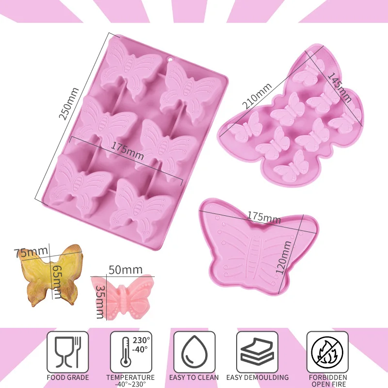 

8 Butterfly Cake Mold Silicone Chocolate Candy Baking Molds Butterfly Shape Ice Cube Tray for Baking Cake Soap Bread Muffin Mold