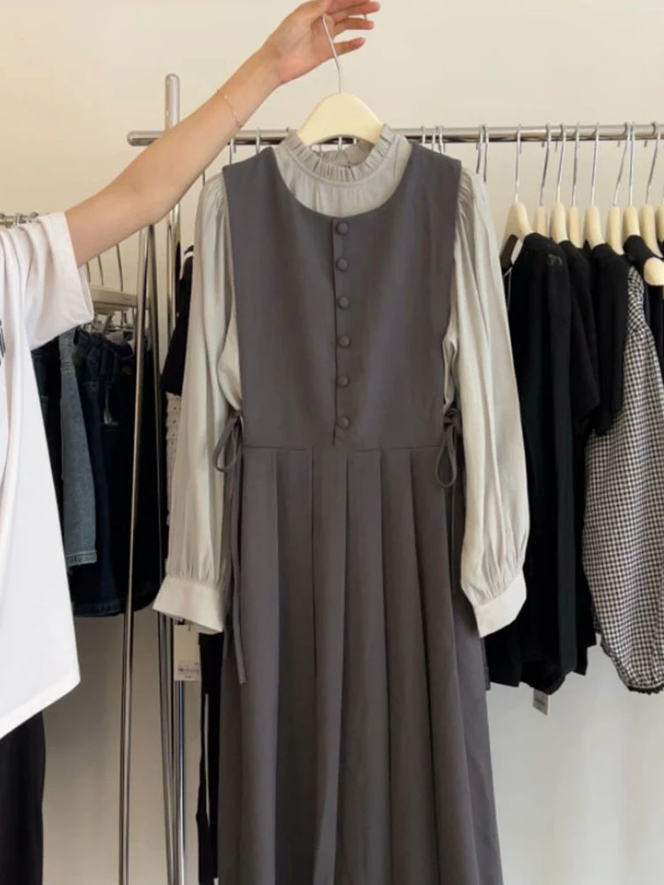 Women Autumn Winter 2022 French Elegance Two Piece Set Ruffle O-neck Design Puff Sleeve Blouses+Tie Up Pleated Dress Ensemble
Women Autumn Winter 2022 French Elegance Two Piece Set Ruffle O-neck Design Puff Sleeve Blouses+Tie Up Pleated Dress Ensemble